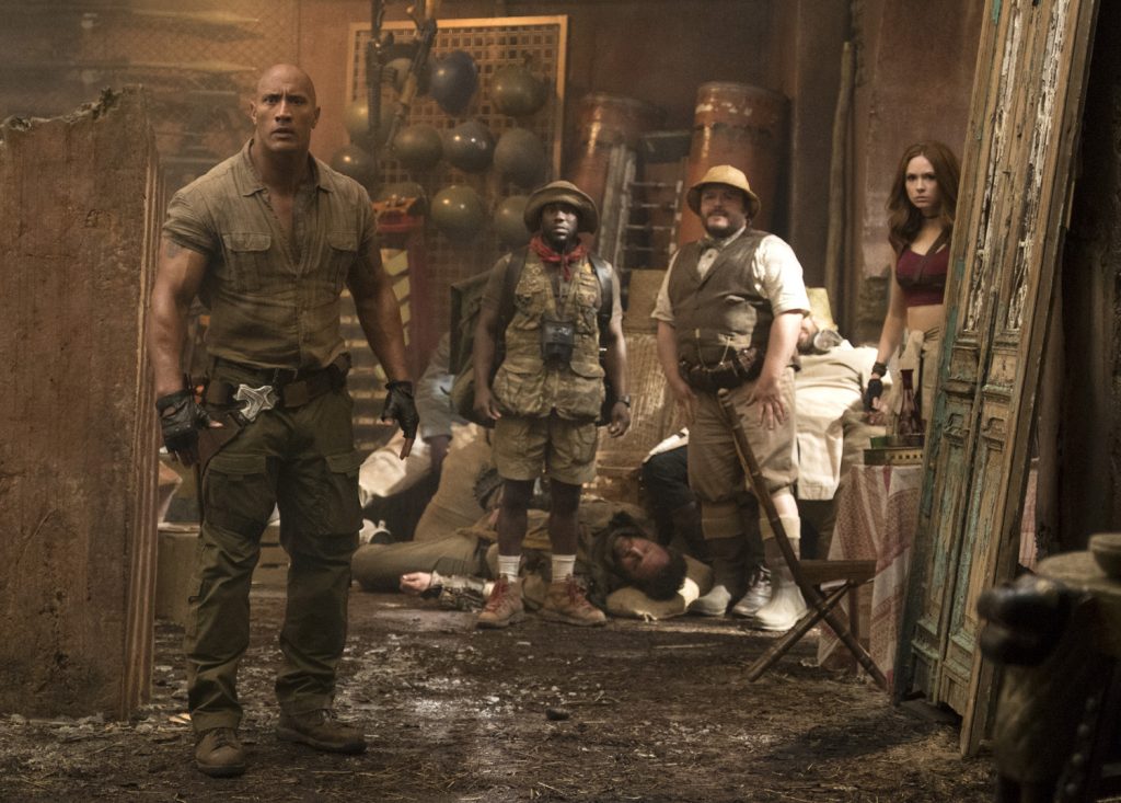 Dwayne Johnson, Kevin Hart , Jack Black and Karen Gillan star in JUMANJI: WELCOME TO THE JUNGLE