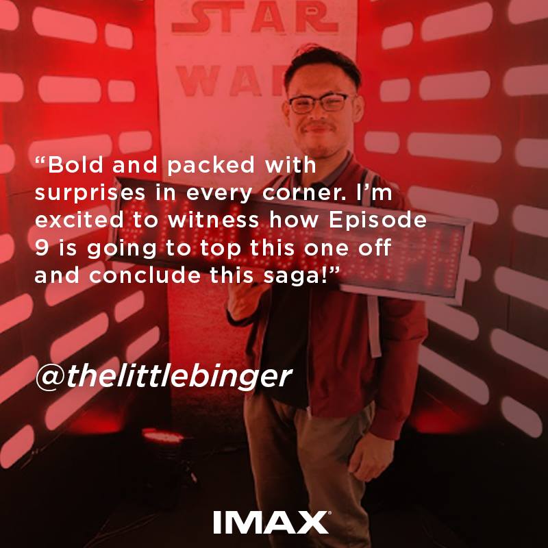 IMAX_SMCinema featured my quick review of Star Wars: The Last Jedi during the VIP Advance Screening. 