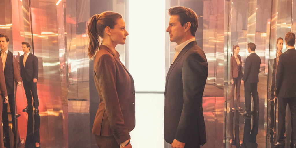 Left to right: Rebecca Ferguson as Ilsa Faust and Tom Cruise as Ethan Hunt in MISSION: IMPOSSIBLE - FALLOUT