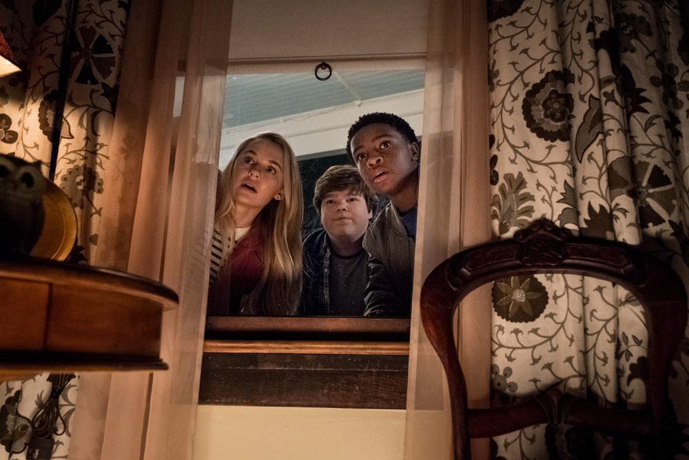 Madison Iseman (Sarah) Jeremy Ray Taylor (Sonny) Caleel Harris (Sam) in Goosebumps 2: Haunted Halloween. | Credit: Columbia Pictures