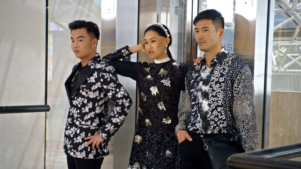 (L-R) Kane Lim, Jaime Xie and Kevin Kreider in episode 8 “Will You Marry Me?” of Bling Empire: Season 1. c. Courtesy of Netflix © 2021 | The Little Binger