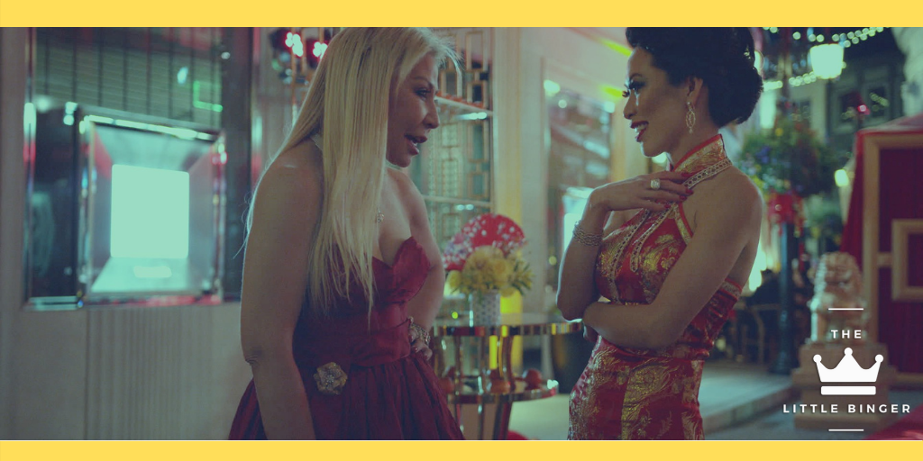 (L-R) Anna Shay and Christine Chiu in episode 1 “Necklacegate 90210” of Bling Empire: Season 1. c. Courtesy of Netflix © 2021 | The Little Binger